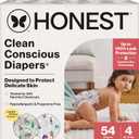 The Honest Company Clean Conscious Diapers for Delicate Skin | Up to 100% Leakproof | Hypoallergenic, Fragrance Free | Winter '25 Limited Edition Prints | Club Box, Size 4 (22-37 lbs), 54 Count (Adorably A-moosing + Winterwear Wags)
