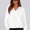 PRETTYGARDEN Women's Zip Up Y2K Hoodies 2026 Fall Fashion Long Sleeve Hooded Fleece Sweatshirts Casual Jacket Winter Clothes (White, M)