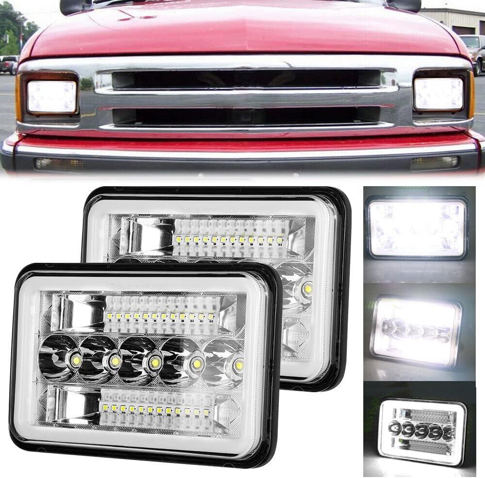 BESTZHEYU 4x6 LED Headlights Pair with Hi-Lo Beam DRL for Chevy S10 Blazer 1994 1995 1996 1997 Peterbilt Kenworth Freightinger Probe 4x6 Inch DOT LED Headlights 2PCS