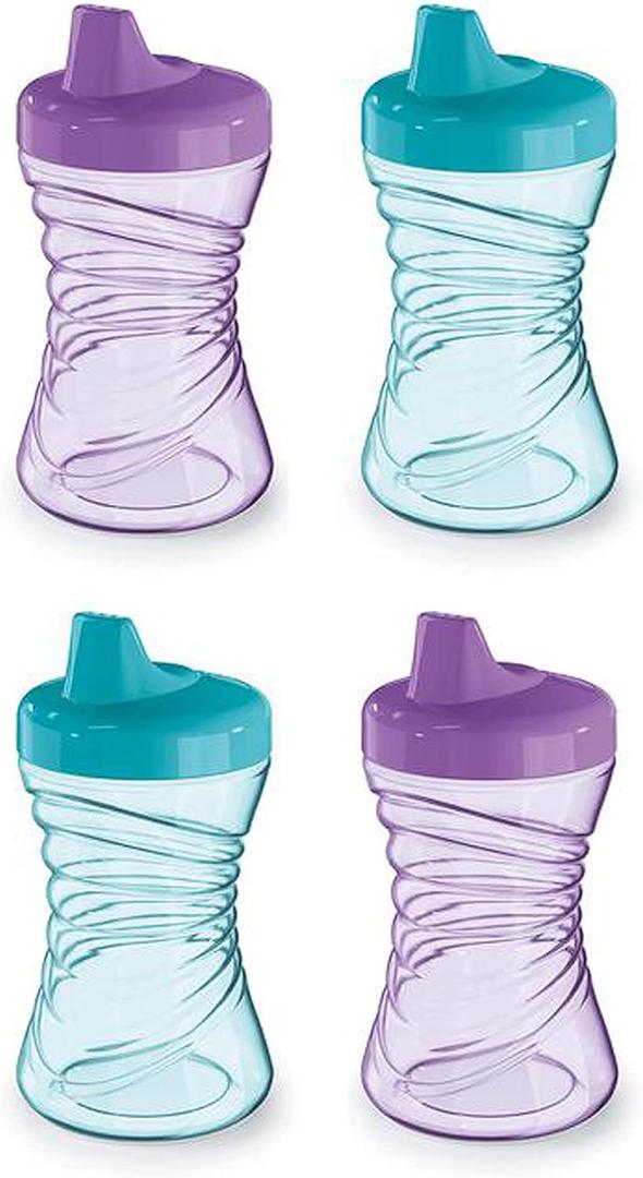 NUK Fun Grips Hard Spout Sippy Cup 10 oz. | Easy to Hold BPA Free Spill Proof Toddler Cup 4pk (Blue/Purple)