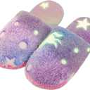 Kids Slippers Luminous Night Lights Warm Plush for Boys Girls House Indoor Shoes (8.5-9.5 Little Kid, Purple)