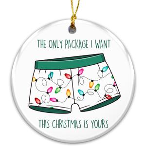 2 x Funny Adult Ornament 2025  The Only Package I Want This Christmas is Yours Holiday Dcor  Hilarious Romantic Gag Gift for Couples, Friends, Men, Boyfriend, White Elephant Gift Ornament