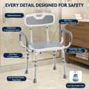 UNILEAF Shower Chair for Inside Shower with Arms and Back, Adjustable Height Shower Chair for Elderly and Disabled Adults, 450 lb Capacity, Non-Slip Shower Seat, FSA/HSA Eligible