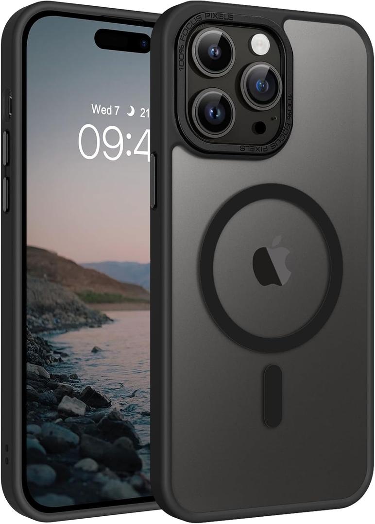 BENTOBEN for iPhone 14 Pro Max Phone Case,iPhone 14 Pro Max Magnetic Case [Compatible with MagSafe] Translucent Matte Shockproof Women Men Girl Protective Case Cover for iPhone 14 Pro Max 6.7",Black