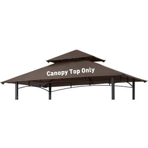 OLILAWN Grill Gazebo Replacement Canopy Roof, 5' x 8' Outdoor BBQ Gazebo Canopy Top Cover, Double Tired Grill Shelter Cover with Durable Polyester Fabric, Fit for Model L-GG001PST-F, Brown