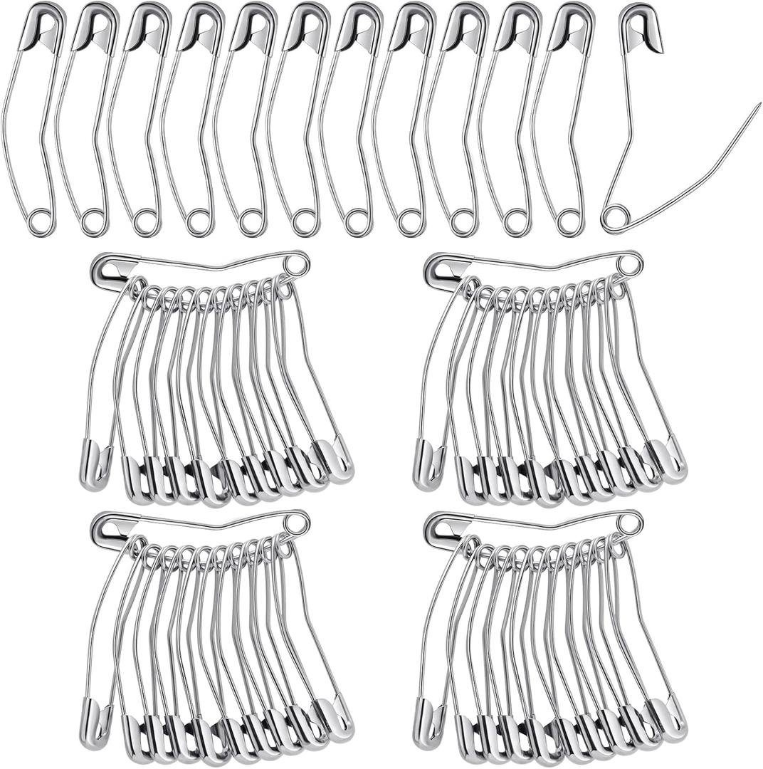 Cindeer 200 Count Curved Safety Pins Size 3, 2" / 50mm Quilting Basting Pins, Bent Safety Pin for Quilting and Knitting (Sliver)