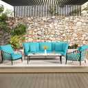 hyha Waterproof Couch Cushion Covers, Stretch Sofa Couch Seat Slipcover for Dog Washable, Non-Slip Waterproof Outdoor Cushion Covers for Patio Furniture Replacement (3 Pieces, Peacock Blue)