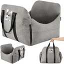 Dog Car Seat for Small/Medium Dogs.Water Repellent with Storage Pockets.Doubles as a Pet Travel Bed for Dogs Up to 40 lbs. Machine Washable Dog Carrier- Gray French Bulldog