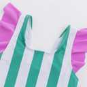 LIZENS Girls One Piece Swimwear Stylish Girls Swimsuit for Ages 2-12 Color Clash Vintage (Green Stripe)