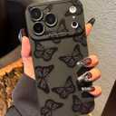 for iPhone 17 Pro Max Case 6.9 Inch 2025, Aesthetic Butterfly Goth Phone Case for Women Girls Men, Silicone Protective Phone Cover for iPhone 17 Pro Max, Black 