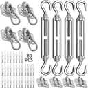 HYASIA Sun Shade Sail Hardware Kit 6 Inch for Rectangle & Triangle Shade Sail Install, Stainless Steel ShadeSail Fixing Accessories for Outdoor Patio Canopy Garden, Heavy Duty Awning Attachment 80 Set