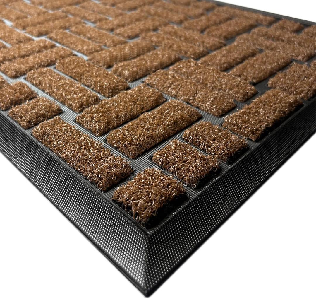 MATALL Outside Door Mat - 36x17 Inches Brown Welcome Matt, Indoor and Outdoor Dirt Trapper Door mat for Office Doorway, Patio, Porch, or Deck