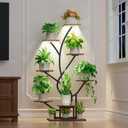 EVAWOO Plant Stand Indoor with Grow Lights - 8 Tiered Corner Plant Shelf Indoor, 50" Tall Lighted Plant Stand for Indoor Multiple Plants, Flower Stands Display Rack Holder for House, Patio, Black