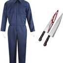 Adult Mens Killer Cosplay Costumes Blue Jumpsuit Coveralls Uniform Halloween Party Outfit Suit L