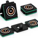 Foldable 3 in 1 Wireless Charging Station, Travel Charger for Samsung Multi Devices, 15W Fast Wireless Charger Stand Pad for Samsung Galaxy S25 Ultra S24 S23 Ultra Watch 7/6/5/4/3/Buds+ Pixel 9 8 Pro