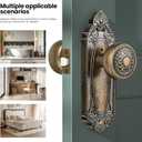 Antique Brass Door Knob Privacy Bedroom Bathroom with Lock, Vintage Interior Door Handle with Plate for Hallway, Closet, Farmhouse Style(1 Pack)