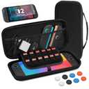 Carrying Case for Nintendo Switch 2 Accessories, Hard Shell Travel Protective Storage Holder Compatible with Switch 2 Console, Holds Charger, Cables & 12 Game Cards, with Screen Protector & Thumb Grips