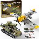 WW2 Military Toys Building Sets Compatible with Lego, Create a BF109 Plane Fighter Jet & a Karl Giant Mortar Tank, Great WWII Army Airplane Toy for Boys and Kids Age 8-12 (1015PCS)