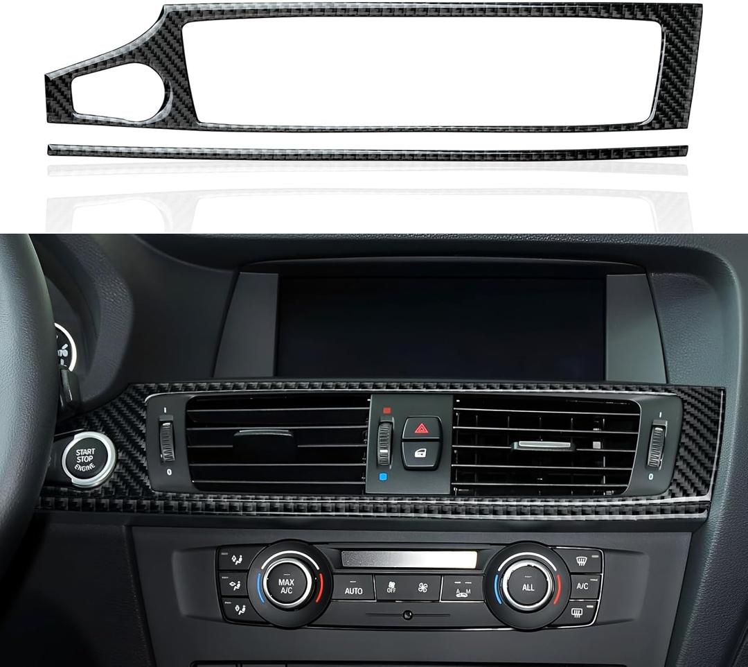 2PCS Car AC Frame Decal Carbon Fiber Sticker Trim Cover fits for BMW X3 F25 X4 F26 2011 2012 2013 2014 2015 2016 2017 2018 Accessories