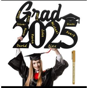 Yalikop Large 2025 Wooden Sign Graduation Decor 19 x 13.4 Inch Grad 2025 Photo Props Class of 2025 Letter Sign Centerpieces Poster Signature Board for Congrats Grad Party School Supply Table Decor