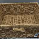 OIAHOMY Wicker Basket, Paper Shelf Basket with Built-in Handles, Rectangular Wicker Storage Bin for Pantry, Shelves, 1 Pack-Yellow