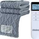 Heated Blanket Electric Blanket 50"x60", Soft Taffeta Sherpa Electric Throw with 5 Heating Level & 1-12 Hour Auto Off, Heated Throw with Overheating Protection, Machine Washable(Light Grey)