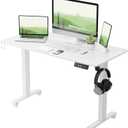 TIQLAB Electric Standing Desk, Adjustable Height Stand up Desk, 55 * 24 Inches Sit Stand Home Office Table with Splice Board, White
