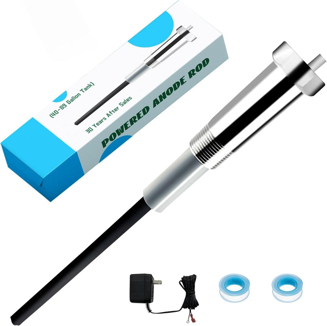 Powered Anode Rod Reducing, Odor of Rotten Eggs, Reduce The Smell of Sulfur in Well Water, Electric Anode Rod for 40-89 Gallon Except Bradford White, Durable Titanium Steel, 30 Years After Sales.