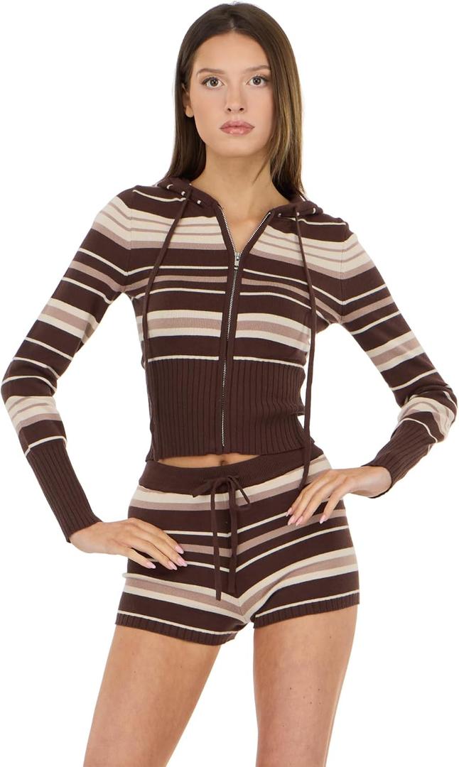 Forever 21 Women's Zip-up Sweater & Shorts Set, Medium