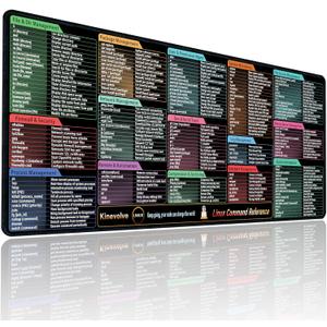 Linux Commands Mouse Pad  180+ Commands Desk Mat  Shortcuts for Programmers  XXL Linux Cheat Sheet Mousepad 31.5" x 11.8"
