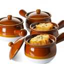 LE TAUCI French Onion Soup Bowls, 22 Ounce Ceramic Soup Bowls with Handles, Soup Crocks with Lids for Soup, Cereal, Chilli, Beef Stew, Oven Safe Stackable Serving Bowls Set, Set of 4