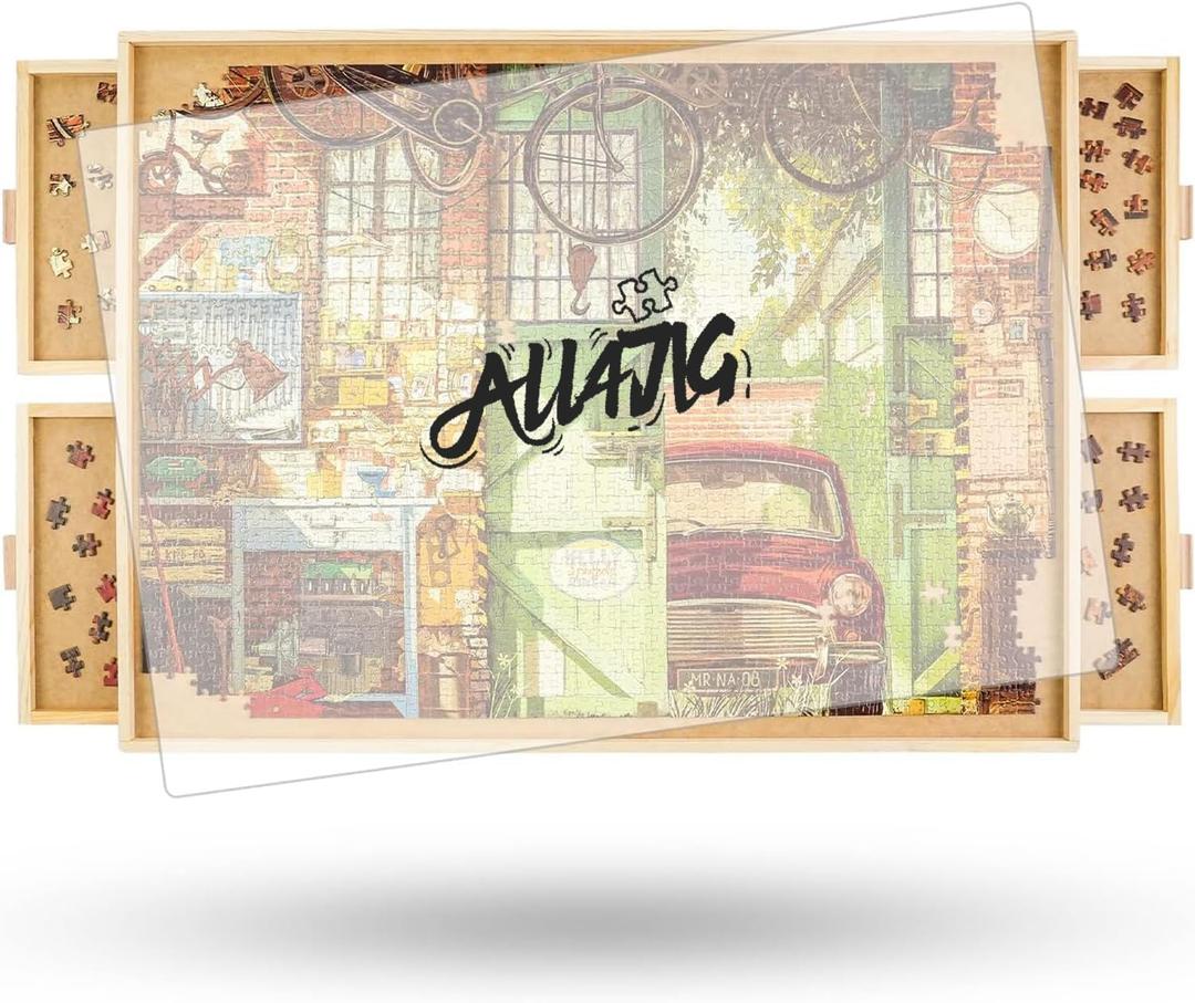 ALL4JIG 1500 Piece Rotating Puzzle Board with Drawers and Cover,25"x34"Portable Wooden Jigsaw Puzzle Table for Adults Portable,Lazy Susan Spinning Puzzle Boards Birthday Gift for mom ALL4JIG 1500 Piece Rotating Puzzle Board with Drawers and Cover,25"x34"Portable Wooden Jigsaw Puzzle Table for Adults Portable,Lazy Susan Spinning Puzzle Boards Birthday Gift for mom