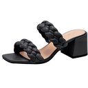 Athlefit Women's Braided Heeled Sandals Strappy Square Open Toe Heels Backless Mules Slip On Block Heels 7.5