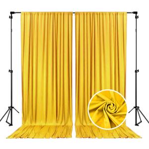 10 x 10 Feet Yellow Backdrop Curtain for Partie, Stain Background Curtains for Photoshoot, Birthday, Wedding, Halloween, Thanksgiving, Christmas, New Year Party Decorations 5Ft x 10Ft, 2 Panels