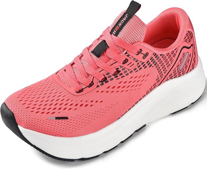 JACKSHIBO Wide Toe Box Shoes Women Arch Support Wide Sneakers for Running Walking Athletic Tennis Orthopedic Plantar Fasciitis Workout with Thick Cushion Zero Drop Sole Width Shoes (7.5 Wide, Black)