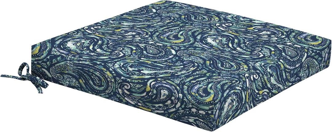 Arden Foam Outdoor Dining Seat Cushion Kit, 19 x 19, Made with ProFoam, Rain-Proof, Fade Resistant, Sapphire Blue Ridge Paisley
