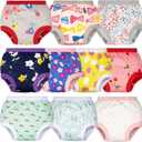 BIG ELEPHANT Potty Training Underwear - 10 Pack, 100% Cotton Absorbent Unisex Toddler Pee Pants for Boys Girls (9-10 Years, Yellow Flower)