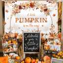 MEHOFOND 7x5ft Fall Pumpkin Baby Shower Banner Backdrop, a Little Pumpkin is on The Way Decor, Autumn Floral Pumpkin Baby Shower Photo Background, Maple Leaves Pumpkin Newborn Party Photo Supplies