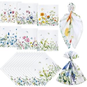 12 Pcs Spring Cloth Napkins 18 x 18 Inch Napkins Washable Dinner Table Tea Party Polyester for Kitchen Party Wedding Restaurant Indoor(Colorful Flowers)
