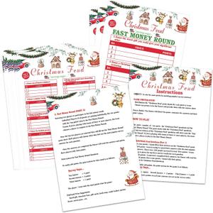 2 x Christmas Friendly Feud Game, Christmas Trivia Quiz, Family Feud Baby Shower Game, Christmas Party Game for Family Activity Favors-30 Christmas Feud Cards & 3 Fast Money Round Cards-05
