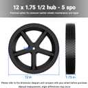 Pressure Washer Wheel Replacement 12" x 1.75", Compatible with Ryobi, Homelite & BlackMax Pressure Washer Carts, Replaces 308451053, 1/2" Bore Axle Hub, Heavy-Duty Cart Wheels (2 Pack)