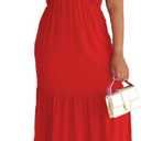 TOPSRANI Womens Sleeveless Maxi Dress Halter Casual Backless Smocked Tiered Ruffle Flowy Sexy Slip Sling Strap Dresses, XL