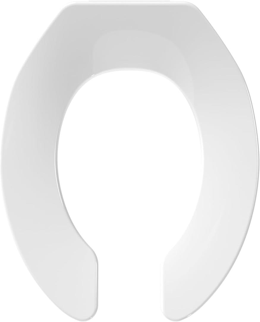 Commercial Heavy Duty Open Front Toilet Seat Without Cover, Thickened Material, Never Loosen, ROUND, White (16.5)1-Pack