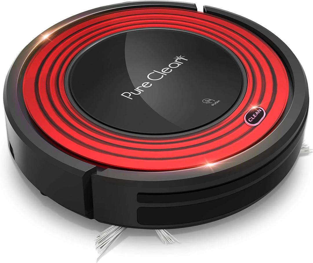 SereneLife Robot Vacuum Cleaner and Dock - 1500pa Suction w/ Scheduling Activation and Charging Dock - Robotic Auto Home Cleaning for Carpet Hardwood Floor Pet Hair - Pure Clean PUCRC95, Red