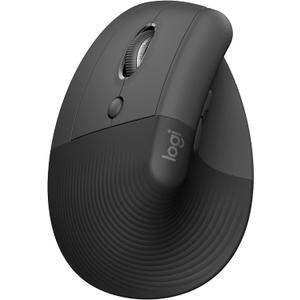 Logitech Lift Vertical Ergonomic Mouse, Wireless Bluetooth or USB Receiver, Quiet Clicks, 4 Buttons, Left Hand Wireless Mouse, Windows/macOS/iPadOS, Laptop, PC - Graphite