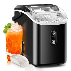 Nugget Ice Maker Countertop, 35.5Lbs/24Hrs Chewable Sonic Ice Machine with Self-Cleaning, Handle, Water Tank, Quiet Operation & Portable Pellet Ice Maker for Home, Office, Kitchen, Bar, Black
