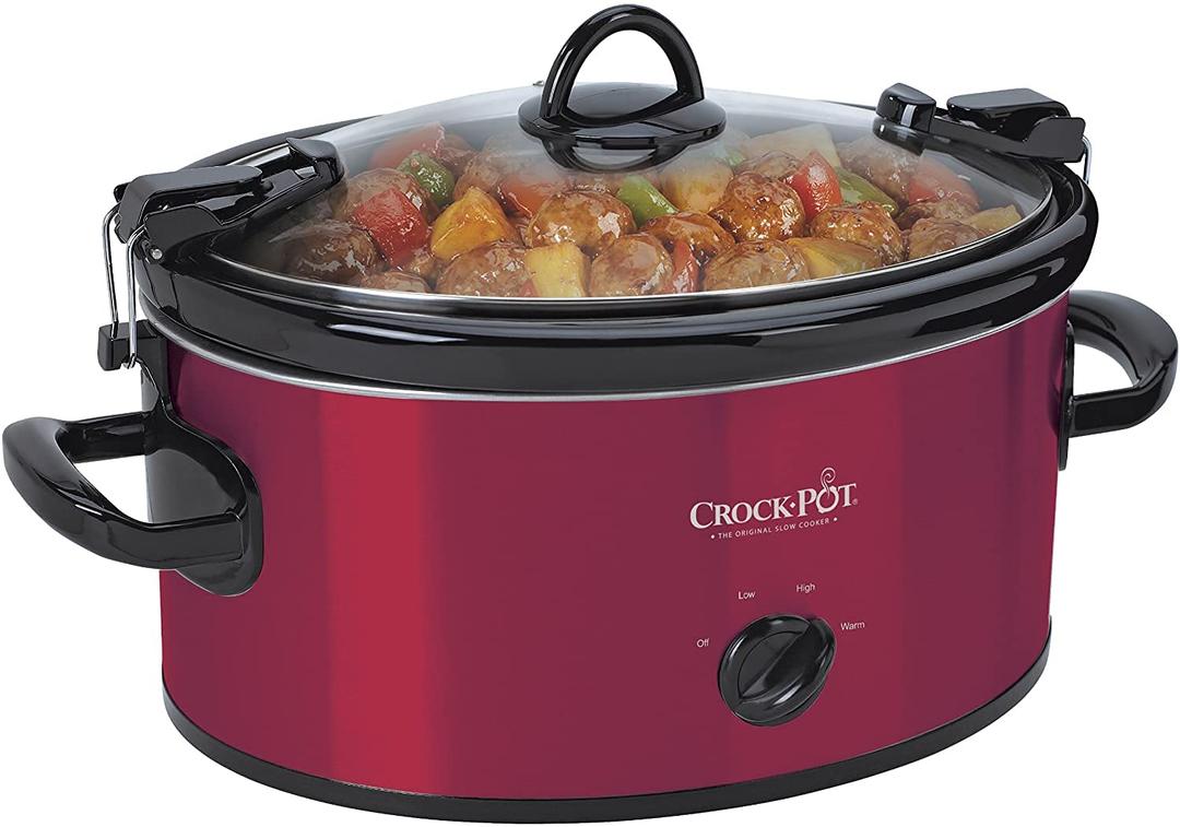 6-Quart Cook & Carry Oval Manual Portable Slow Cooker, Red (Pack of 1) 