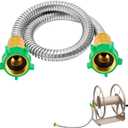 2ft Short Garden Leader Hose with Female to Female Connector - 435psi Leakproof Kink Free Stainless Steel Water Hose Extension for Outdoor Yard Hoses Reel Cart