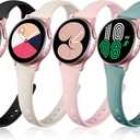 GEAK Slim Strap Compatible with Samsung Galaxy Watch 7 6 5 4 Band 44mm 40mm/Watch 5 Pro Band 45mm/Galaxy Watch 4 Classic 46mm 42mm Band,20mm Soft Slim Replacement Bands Compatible for Galaxy Watch 7 6 (Large, Black/Sand Pink/Pine Green/Starlight)