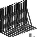 12 Pack L11 x H 8" Black Heavy Duty Shelf Brackets with Screws Metal Shelf Brackets Shelf Support Angle Brackets for Shelves L Brackets Heavy Duty Floating Shelf Brackets
